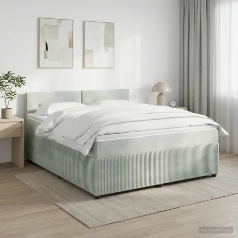 vidaXL Pat boxspring cu saltea Gri deschis 160 x 200 cm Catifea