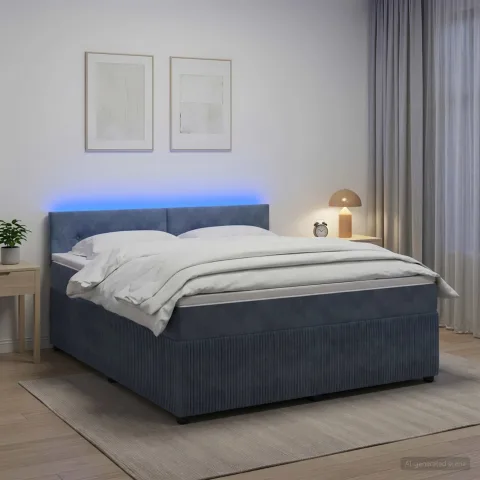 vidaXL Pat boxspring cu saltea Gri închis 140 x 200 cm Catifea