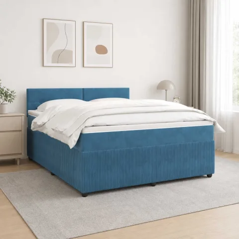 vidaXL Pat boxspring cu saltea albastru 160 x 200 cm Catifea