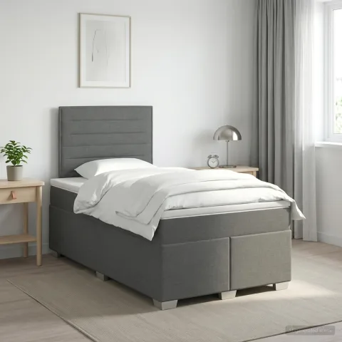 vidaXL Pat boxspring cu saltea Gri închis 120 x 200 cm Țesătură