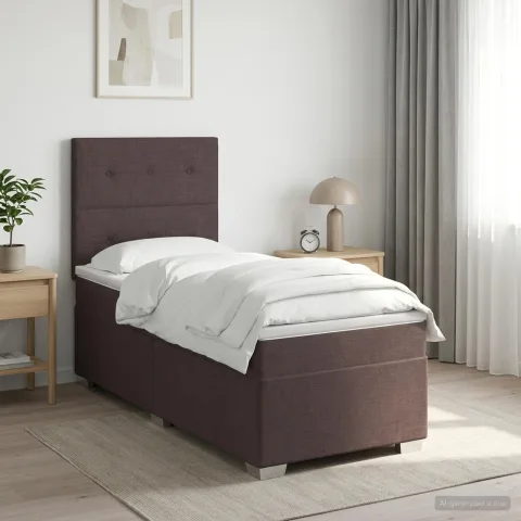 vidaXL Pat boxspring cu saltea Maro închis 80 x 200 cm Țesătură