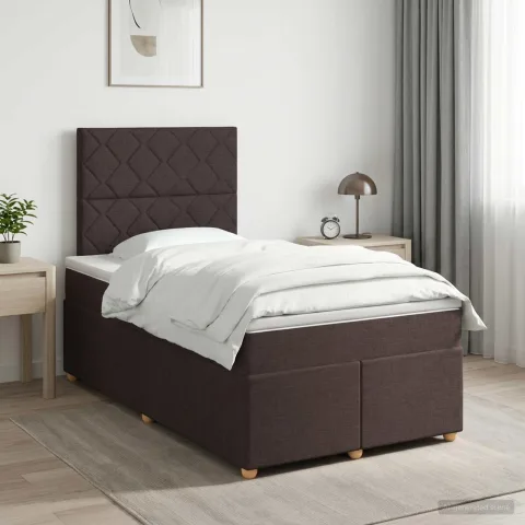 vidaXL Pat boxspring cu saltea Maro închis 120 x 200 cm Țesătură