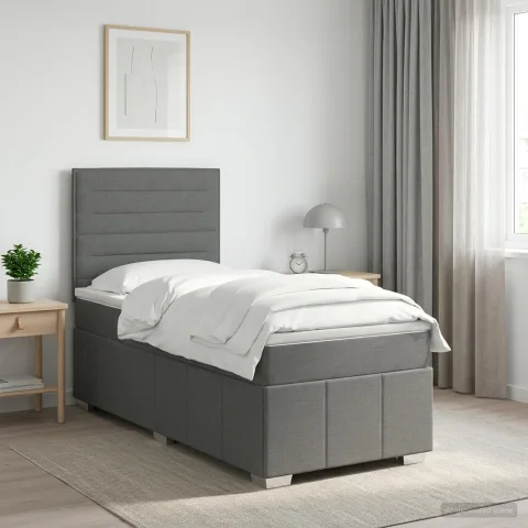 vidaXL Pat boxspring cu saltea Gri închis 80 x 200 cm Țesătură
