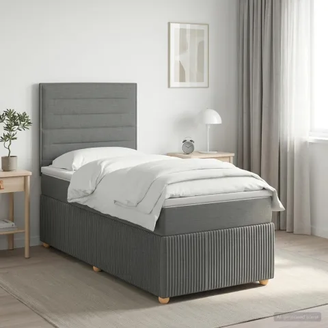 vidaXL Pat boxspring cu saltea Gri închis 80 x 200 cm Țesătură