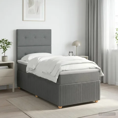vidaXL Pat boxspring cu saltea Gri închis 80 x 200 cm Țesătură