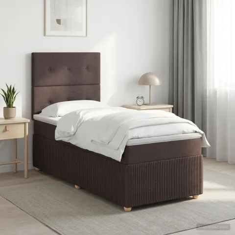 vidaXL Pat boxspring cu saltea Maro închis 80 x 200 cm Țesătură