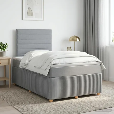 vidaXL Pat boxspring cu saltea Gri deschis 120 x 200 cm Țesătură