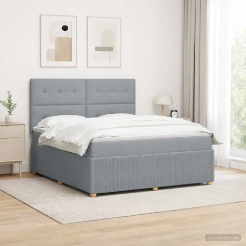 vidaXL Pat boxspring cu saltea Gri deschis 180 x 200 cm Țesătură