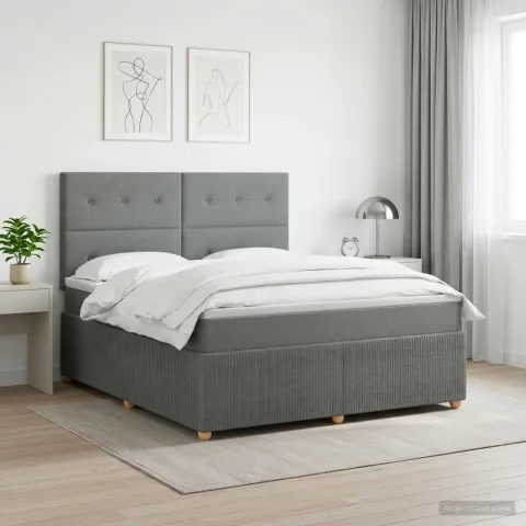 vidaXL Pat boxspring cu saltea Gri închis 160 x 200 cm Țesătură
