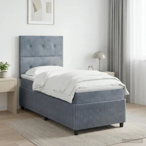 vidaXL Pat boxspring cu saltea Gri închis 80 x 200 cm Catifea