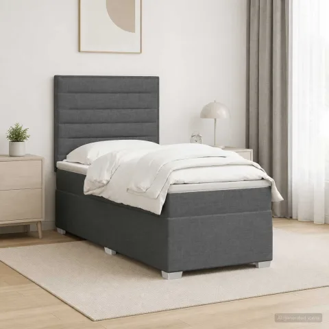 vidaXL Pat boxspring cu saltea Gri închis 80 x 200 cm Țesătură