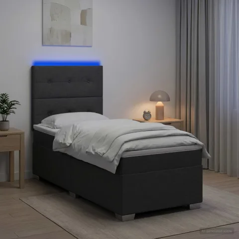 vidaXL Pat boxspring cu saltea Gri închis 80 x 200 cm Țesătură