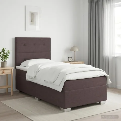 vidaXL Pat boxspring cu saltea Maro închis 80 x 200 cm Țesătură