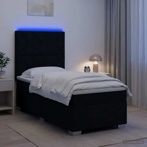 vidaXL Pat boxspring cu saltea Negru 100 x 200 cm Țesătură