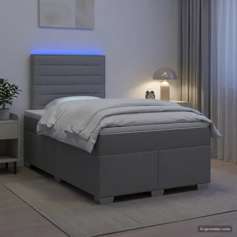 vidaXL Pat boxspring cu saltea Gri deschis 120 x 190 cm Țesătură