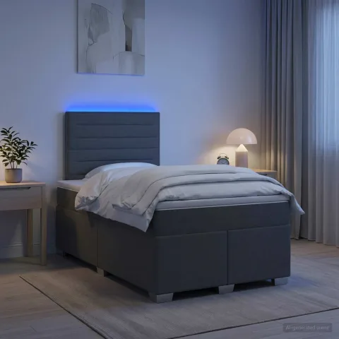 vidaXL Pat boxspring cu saltea Gri închis 120 x 190 cm Țesătură