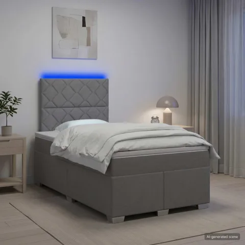 vidaXL Pat boxspring cu saltea Gri deschis 120 x 190 cm Țesătură