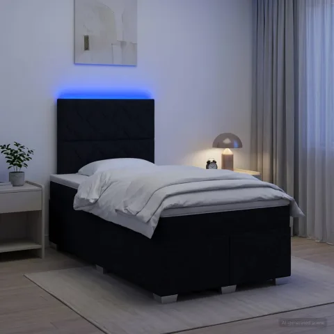 vidaXL Pat boxspring cu saltea Negru 120 x 200 cm Țesătură