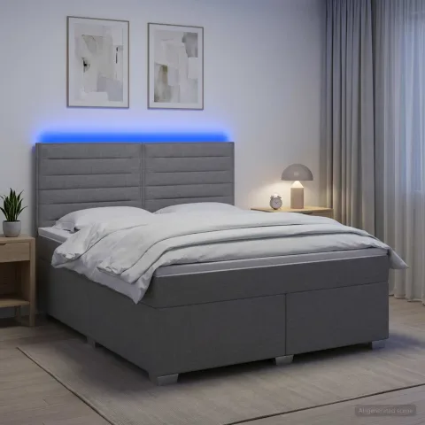 vidaXL Pat boxspring cu saltea Gri deschis 160 x 200 cm Țesătură