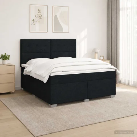 vidaXL Pat boxspring cu saltea Negru 160 x 200 cm Țesătură