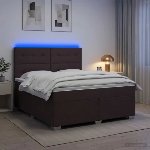 vidaXL Pat boxspring cu saltea Maro închis 140 x 200 cm Țesătură