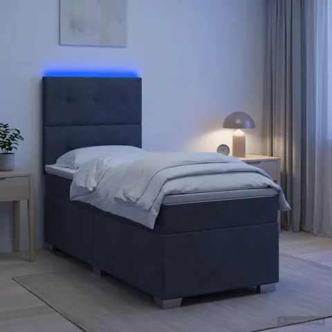 vidaXL Pat boxspring cu saltea Gri închis 80 x 200 cm Catifea