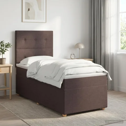 vidaXL Pat boxspring cu saltea Maro închis 80 x 200 cm Țesătură