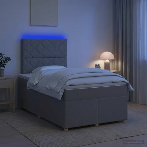 vidaXL Pat boxspring cu saltea Gri deschis 120 x 190 cm Țesătură