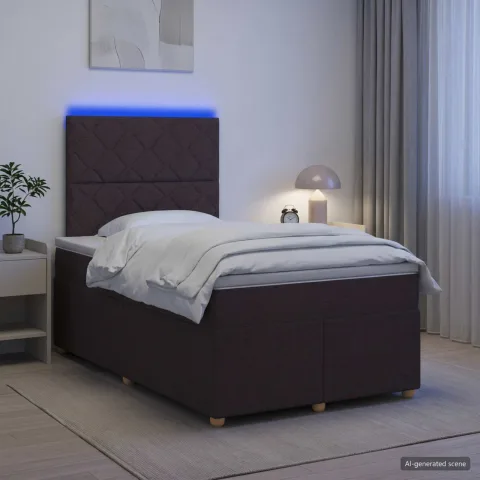 vidaXL Pat boxspring cu saltea Maro închis 120 x 190 cm Țesătură