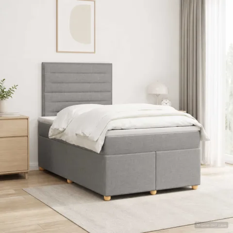 vidaXL Pat boxspring cu saltea Gri deschis 120 x 190 cm Țesătură