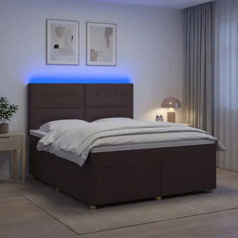 vidaXL Pat boxspring cu saltea Maro închis 160 x 200 cm Țesătură