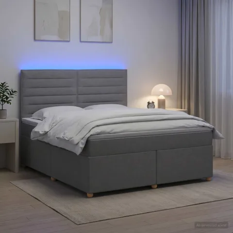 vidaXL Pat boxspring cu saltea Gri deschis 160 x 200 cm Țesătură
