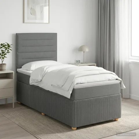 vidaXL Pat cu arcuri LED și saltea Gri închis 80 x 200 cm Țesătură