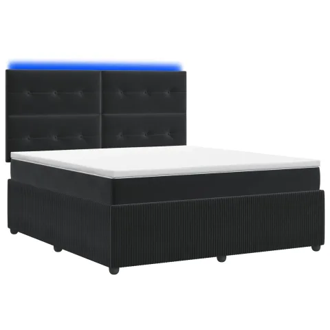 vidaXL Pat cu arcuri LED și saltea Negru 140 x 190 cm Catifea