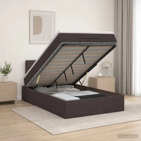 vidaXL Pat Ottoman cu Saltea și LED Maro închis 120 x 190 cm Țesătură