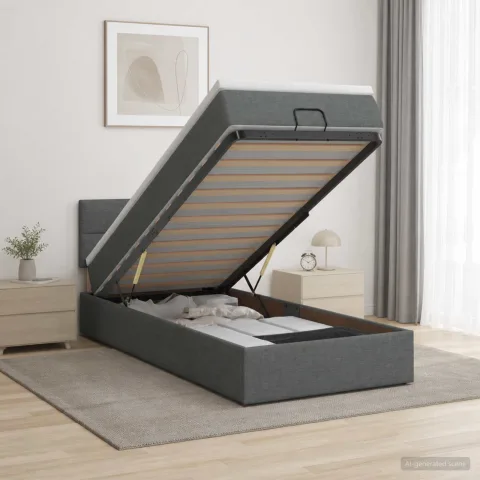 vidaXL Pat ottoman cu saltea Gri închis 80 x 200 cm Țesătură