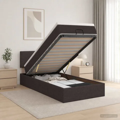 vidaXL Pat ottoman cu saltea Maro închis 80 x 200 cm Țesătură