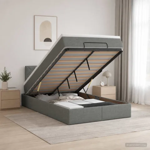 vidaXL Pat ottoman cu saltea Gri închis 120 x 200 cm Țesătură
