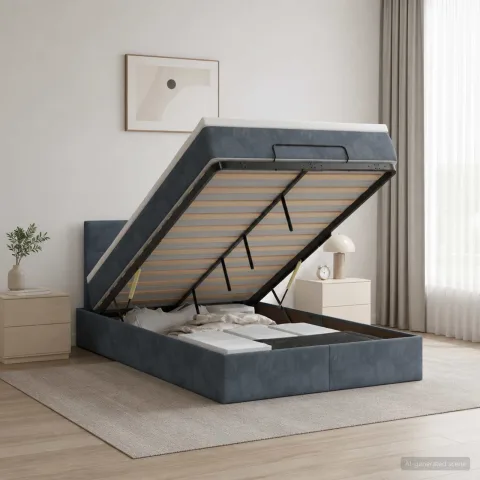 vidaXL Pat ottoman cu saltea Gri închis 120 x 190 cm Catifea