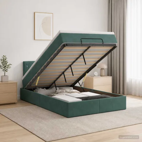 vidaXL Pat ottoman cu saltea Verde închis 120 x 200 cm Catifea