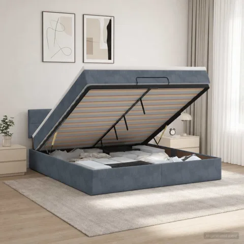 vidaXL Pat ottoman cu saltea Gri închis 140 x 200 cm Catifea
