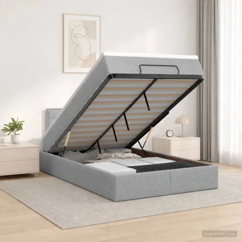 vidaXL Pat ottoman cu saltea Gri deschis 120 x 200 cm Țesătură