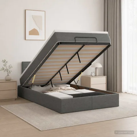 vidaXL Pat ottoman cu saltea Gri închis 120 x 200 cm Țesătură