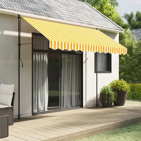 vidaXL Pânză de rezervă fald copertină, galben și alb 280x20 cm dungi