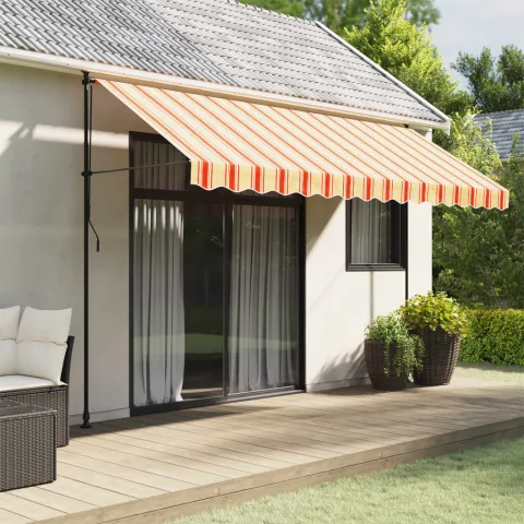 vidaXL Pânză de rezervă fald copertină, galben și portocaliu 380x20 cm dungi