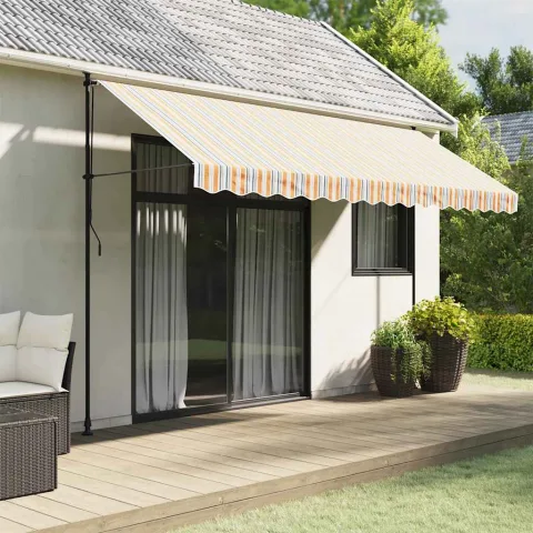 vidaXL Pânză de rezervă fald copertină, dungi multicolore, 380x20 cm