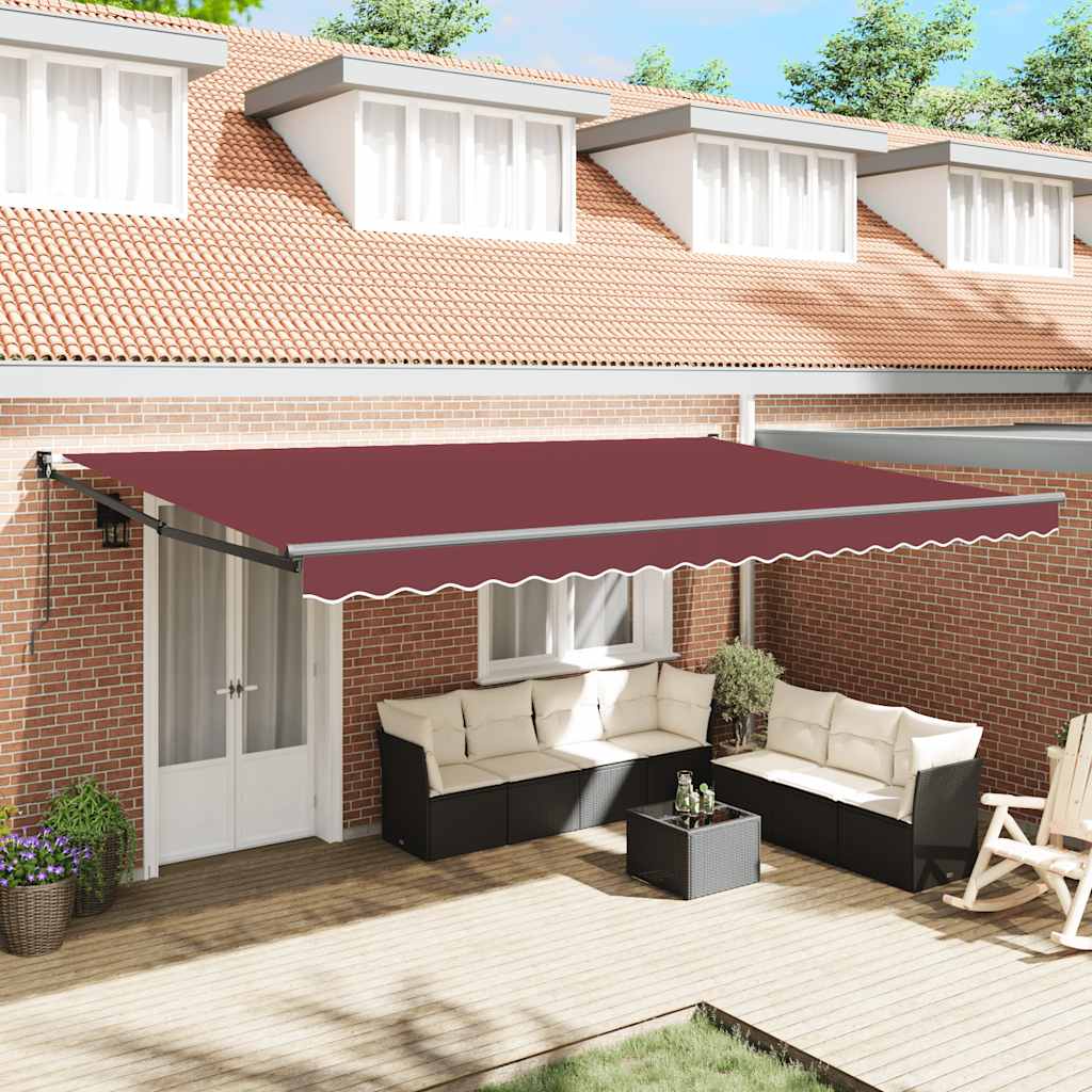vidaXL Copertina retractabilă manual, vișiniu, 500x300 cm
