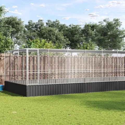 vidaXL Voliera de păsări cu extensie, argintiu, 725x307x212 cm, oțel