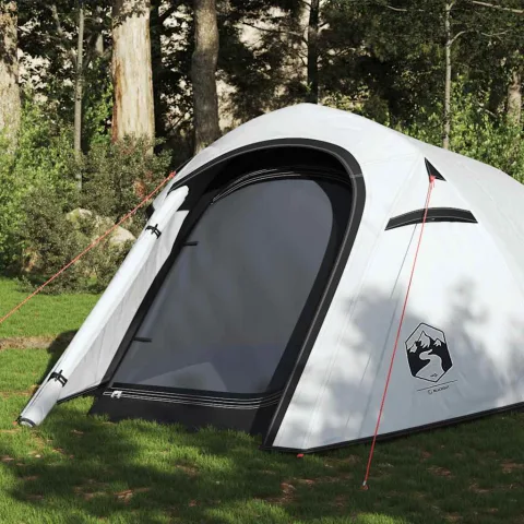 vidaXL Cort camping tunel 3 persoane, alb, țesătură opacă, impermeabil