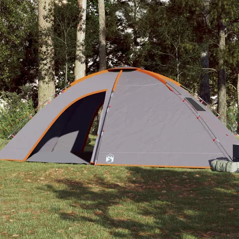 vidaXL Cort de camping pentru 8 persoane, gri și portocaliu, impermeabil